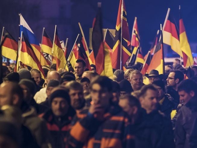 A rally in Erfurt, central Germany, this week in support of Alternative für Deutschland; its manifesto calls for a return to the traditional family and the outlawing of the niqab and burka