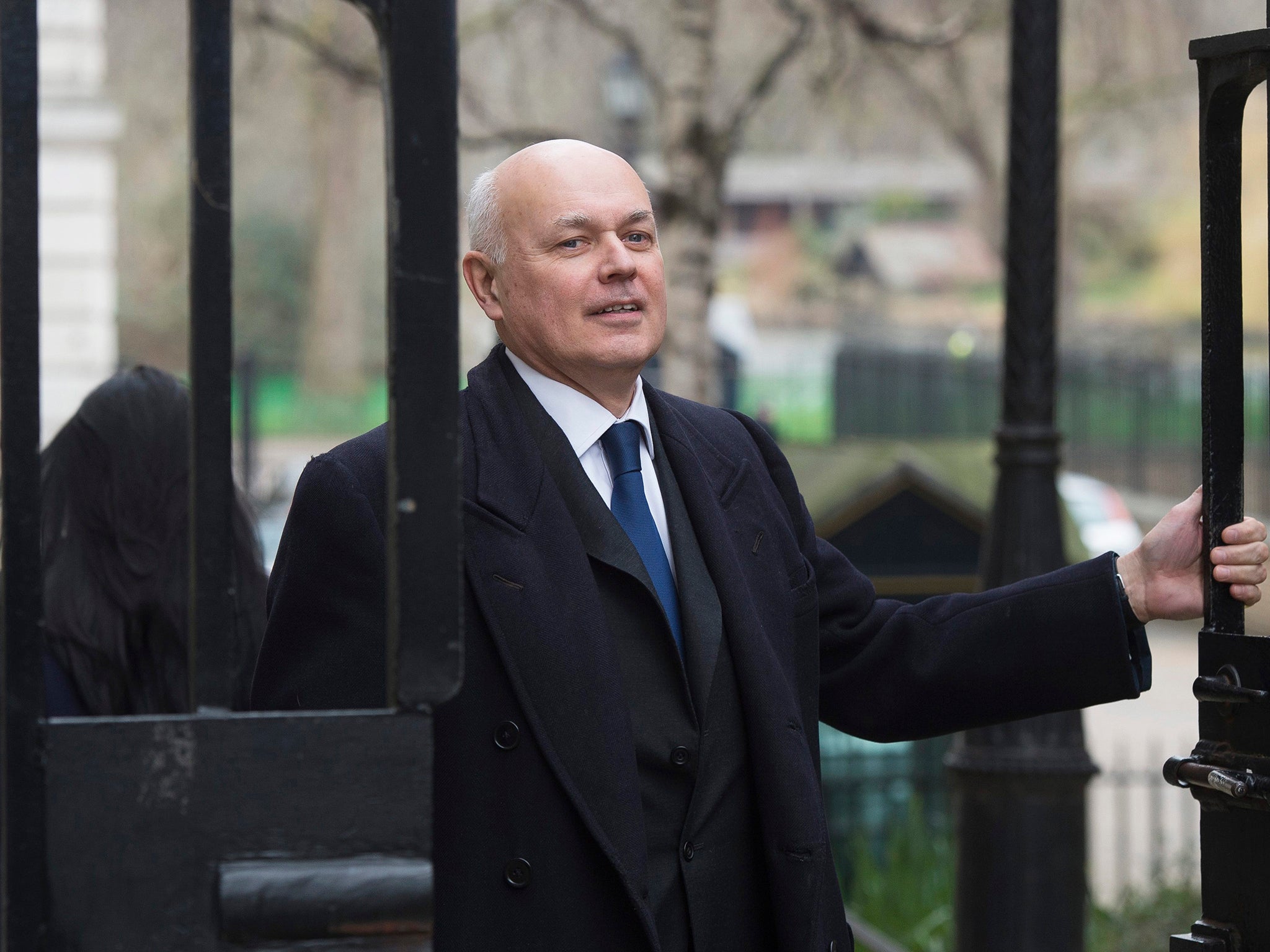 Iain Duncan Smith leaves a cabinet meeting at 10 Downing Street, Central London