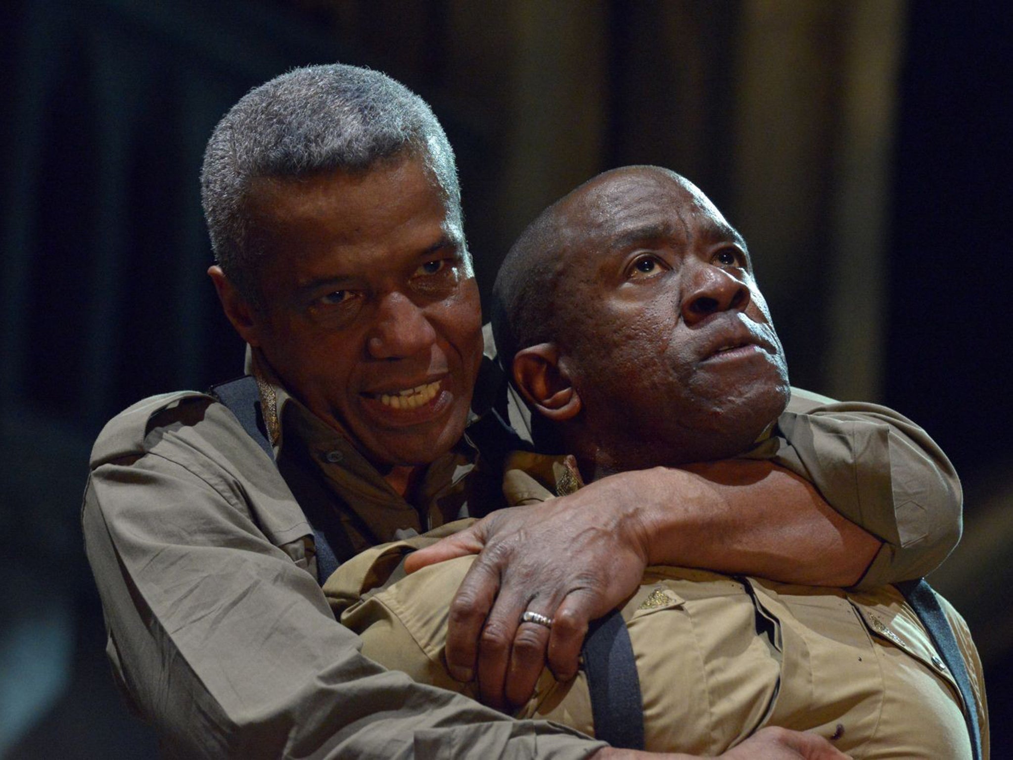 Hugh Quarshie (left) as Othello and Lucian Msamati as Iago in a 2015 RSC production