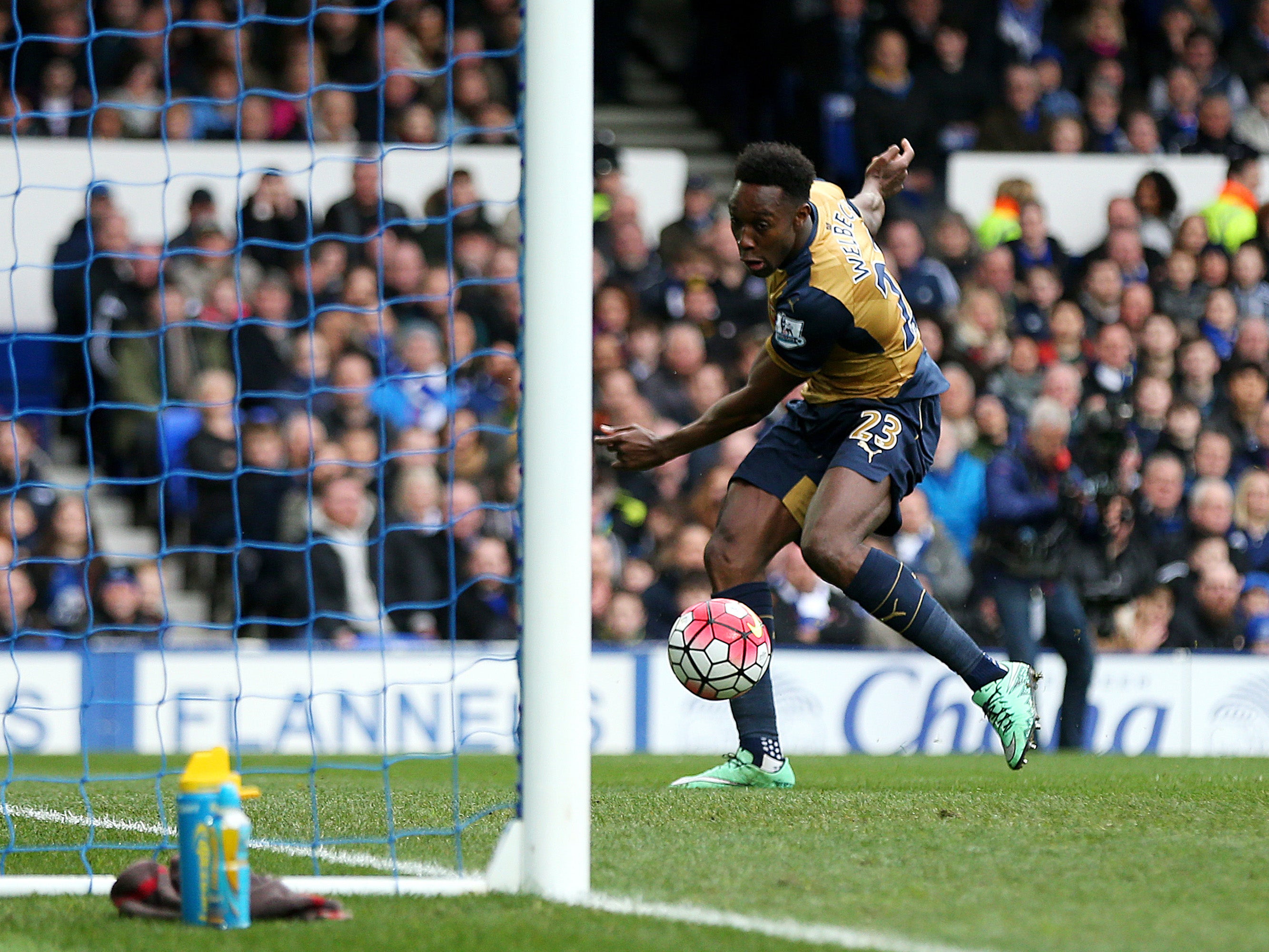 Danny Welbeck applies a finish to open the scoring