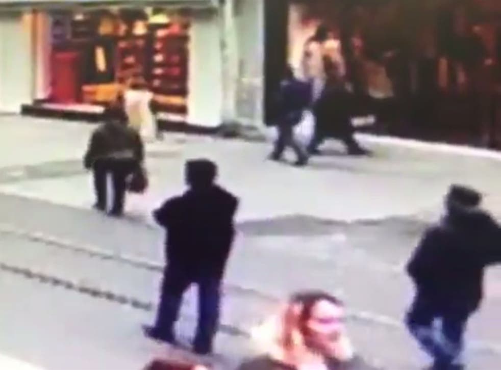 Footage showed shoppers passing down Istiklal Street seconds before the suicide bombing on 19 March