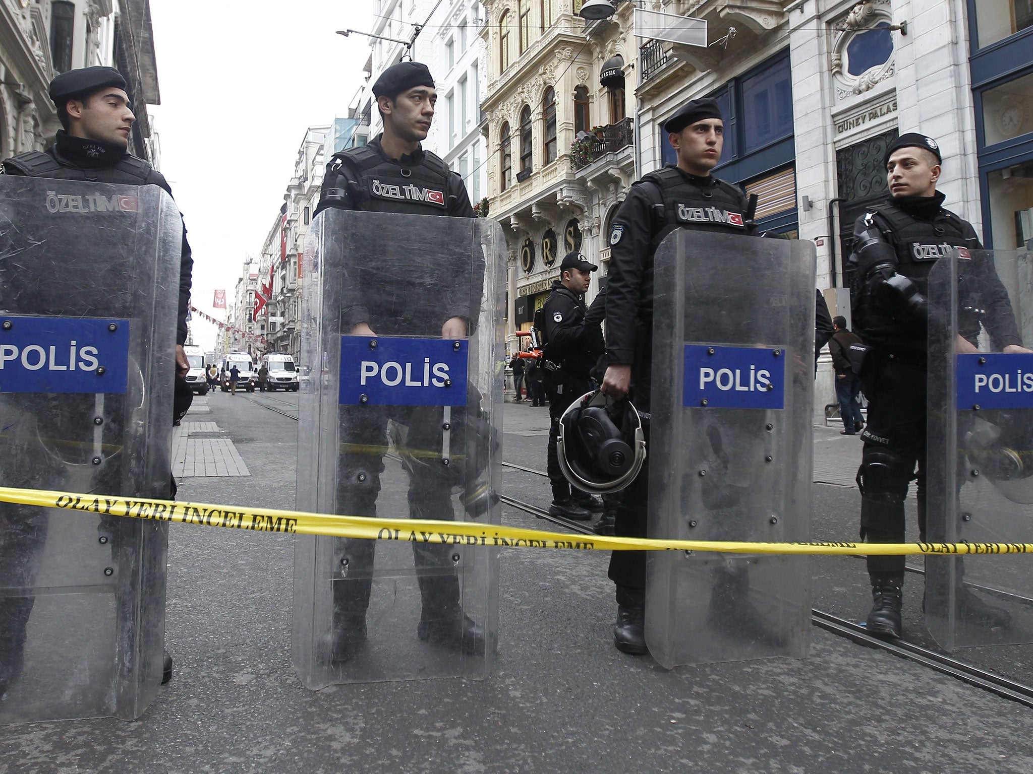 Turkish policemen after the suicide bomb attack in Istanbul last month