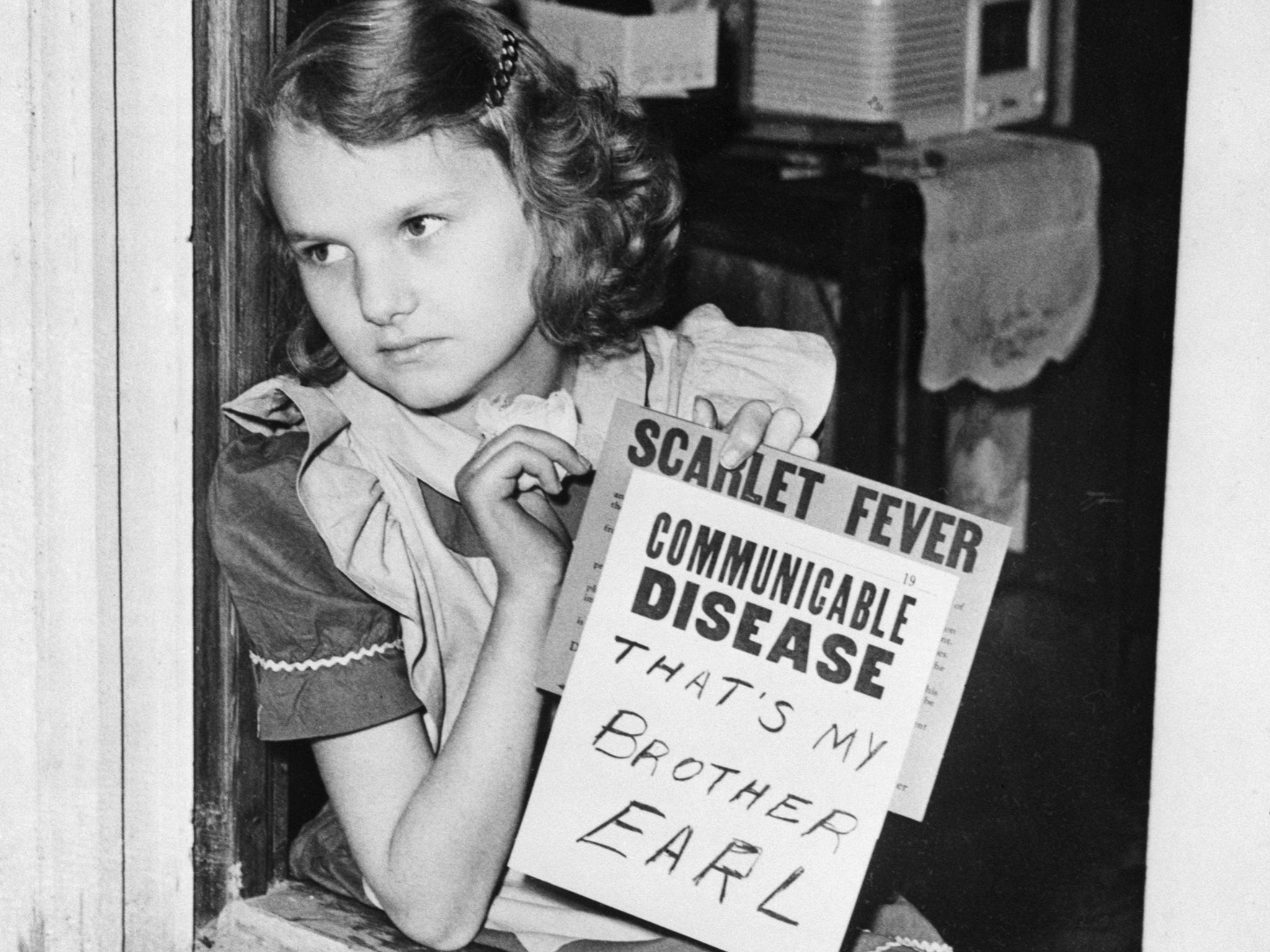 This girl was quarantined after her brother had scarlet fever, in 1949