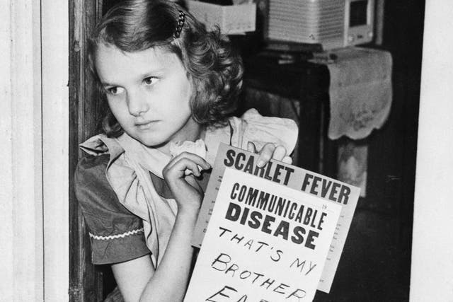 This girl was quarantined after her brother had scarlet fever, in 1949