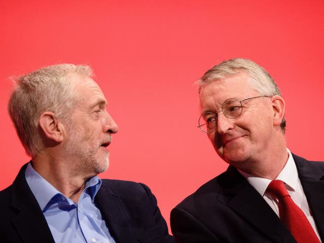 Party line: Labour leader Jeremy Corbyn with shadow Foreign Secretary Hilary Benn