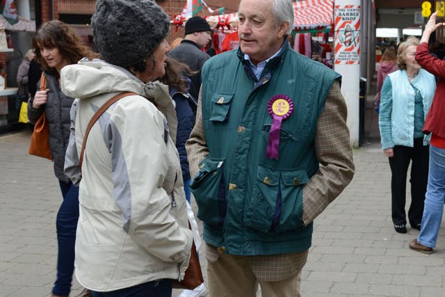 Neil Hamilton talks up his Welsh credentials with voters in Camarthen