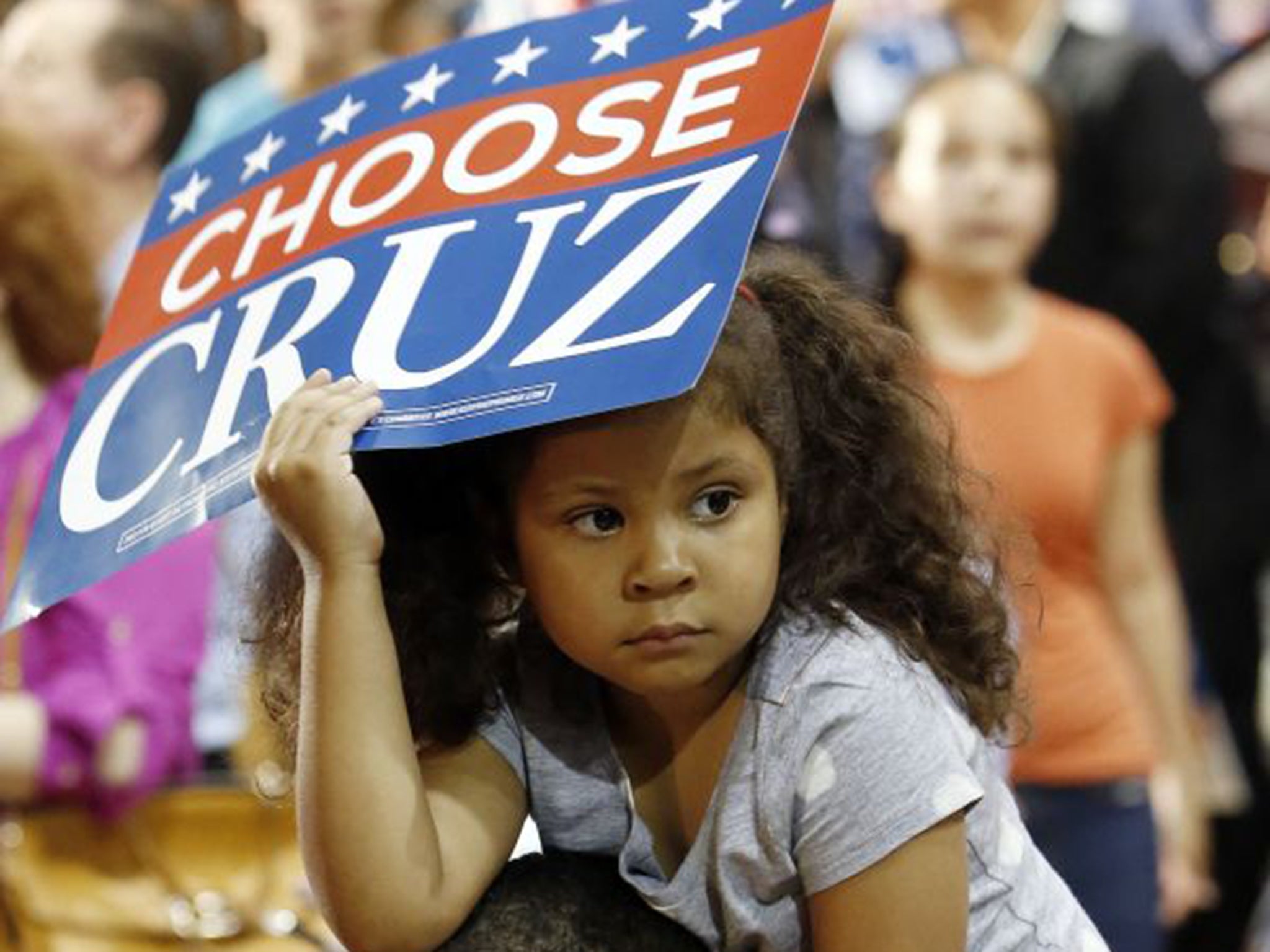 Ted Cruz supporters at a Republican rally.