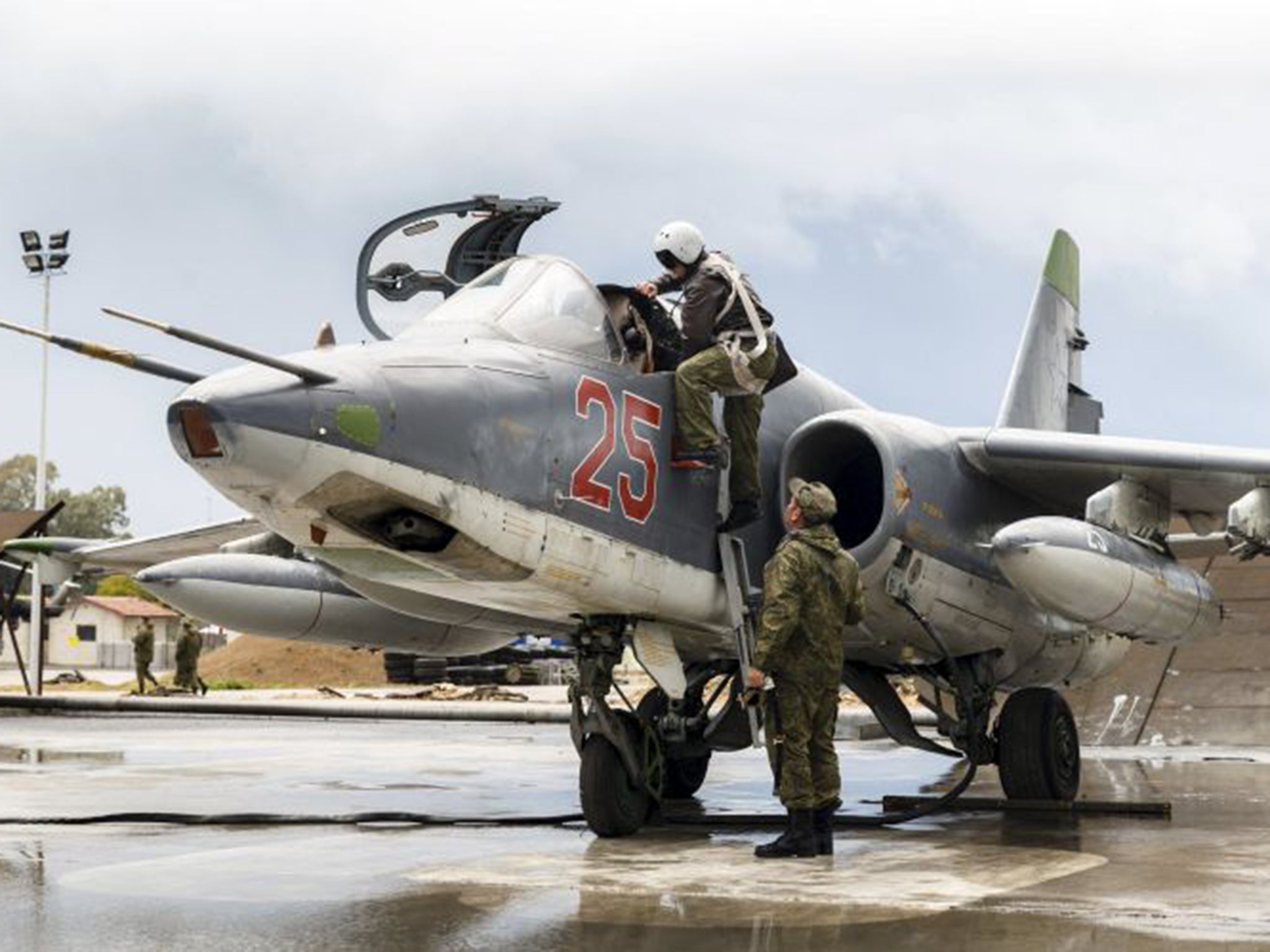 On standby: Russian fighter jets remain in Syria to bolster the Assad regime
