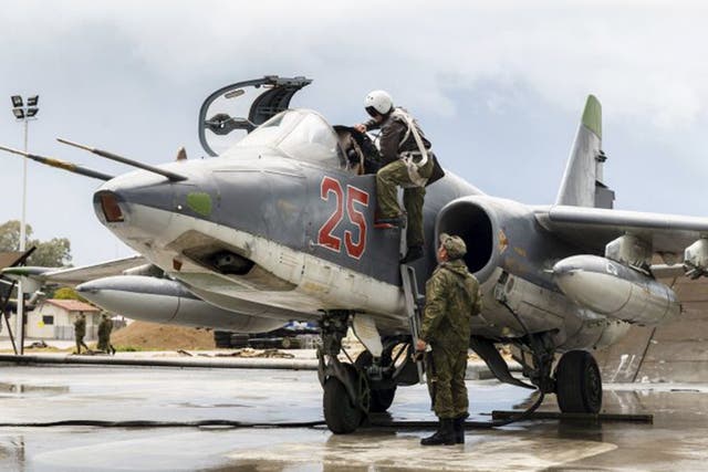 On standby: Russian fighter jets remain in Syria to bolster the Assad regime