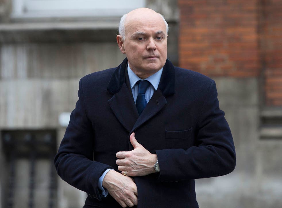 Britain's former Secretary for Work and Pensions, Iain Duncan Smith, arrives for a television interview in central London