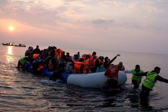 Migrants and refugees arriving on Lesbos