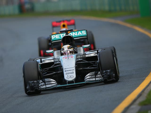 Lewis Hamilton racing at the Australian Open