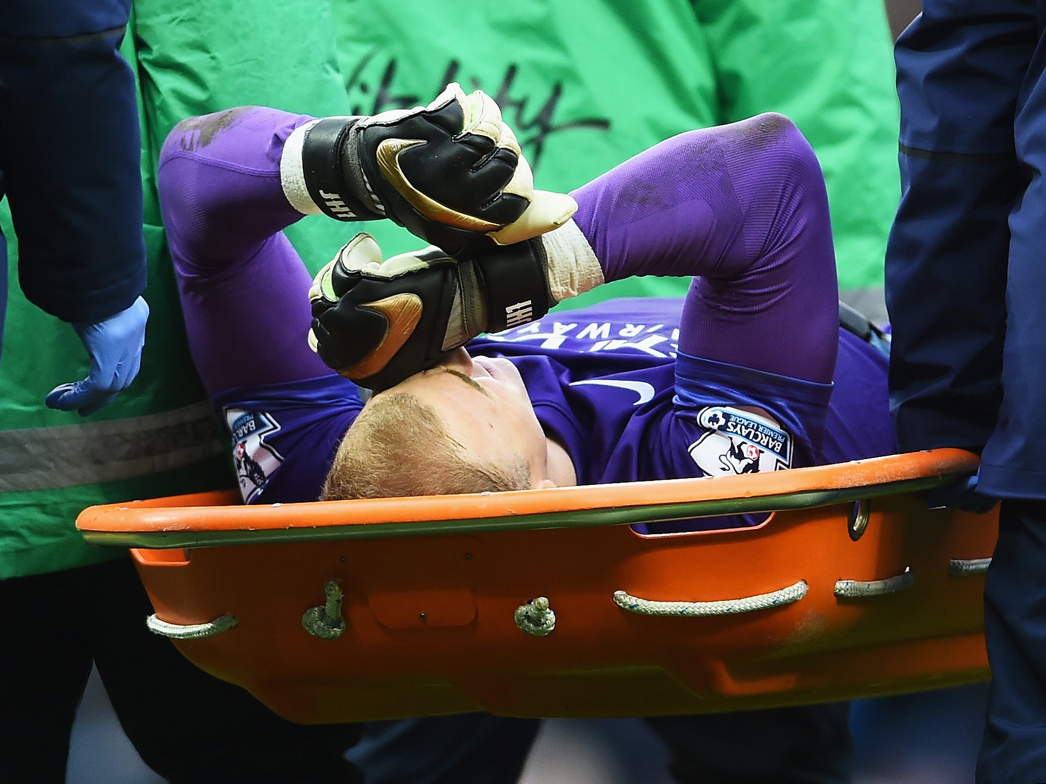 Manchester City goalkeeper Joe Hart was stretchered off following his calf injury