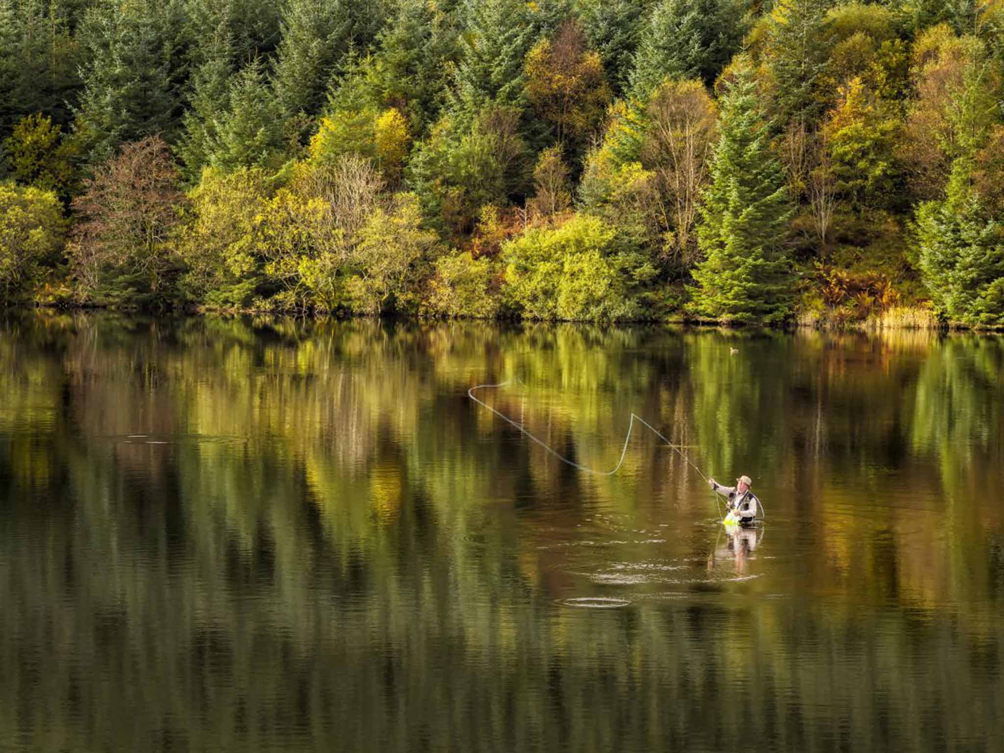 Fishing on the Cantreff Reservoir in the Brecon Beacons