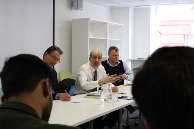 Lord Adonis, a visiting professor at King's College, London, at yesterday's class