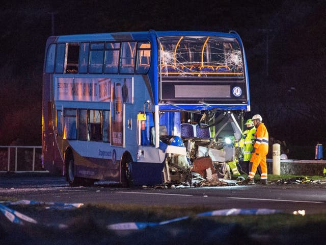 One person has died int he collision between a bus and a car in Ardrossan, Scotland