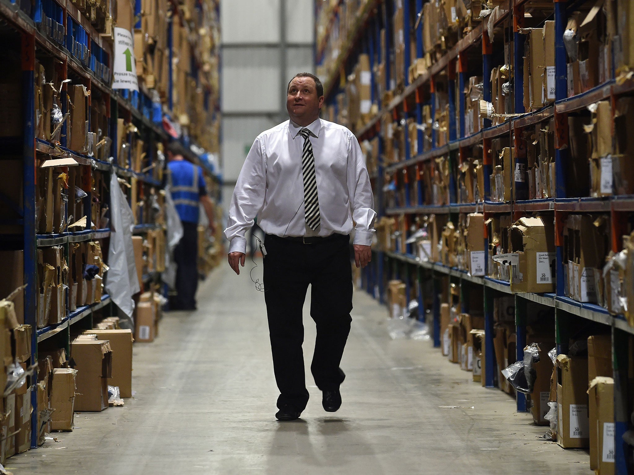 ‘Nothing to hide’? Mike Ashley at Sports Direct’s warehouse in Shirebrook, Derbyshire