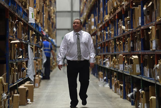 ‘Nothing to hide’? Mike Ashley at Sports Direct’s warehouse in Shirebrook, Derbyshire