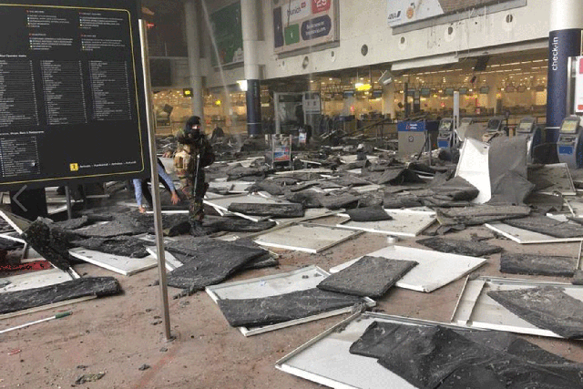 The explosion reportedly took place in the Departures lounge, beyond airport security areas.