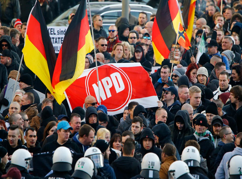 Supporters of anti-immigration right-wing movement PEGIDA
