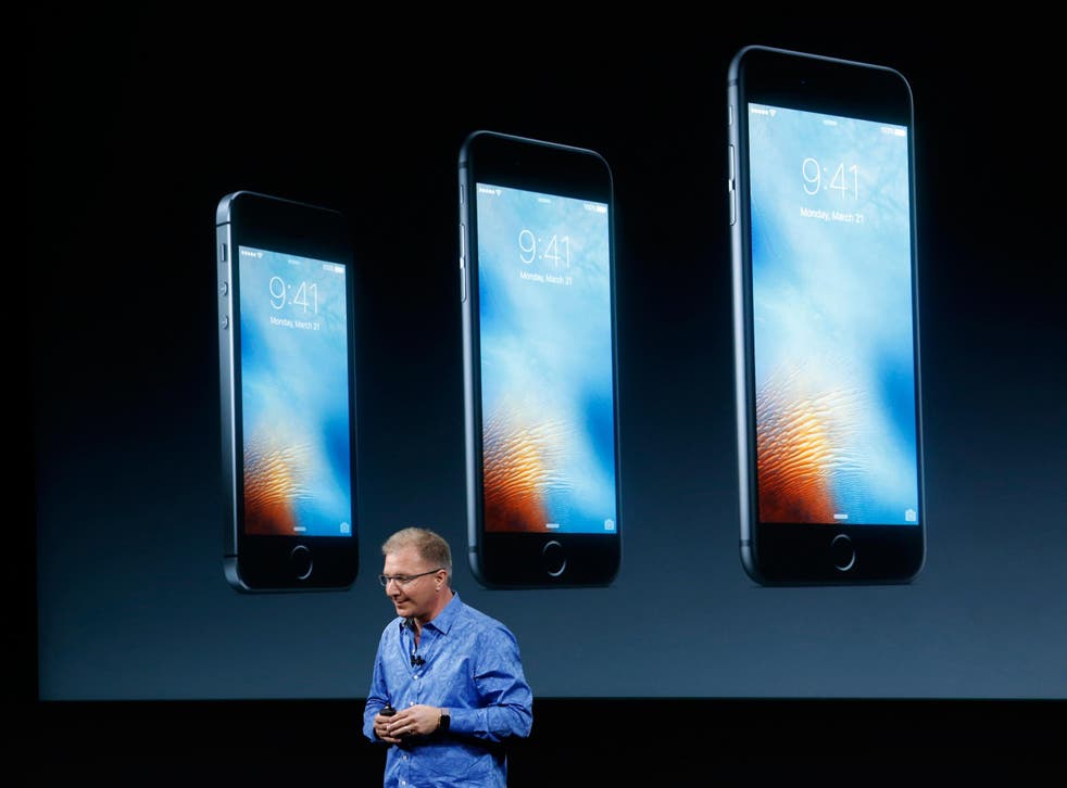 Apple Vice President Greg Joswiak introduces the iPhone SE during an event at the Apple headquarters in Cupertino, California March 21, 2016