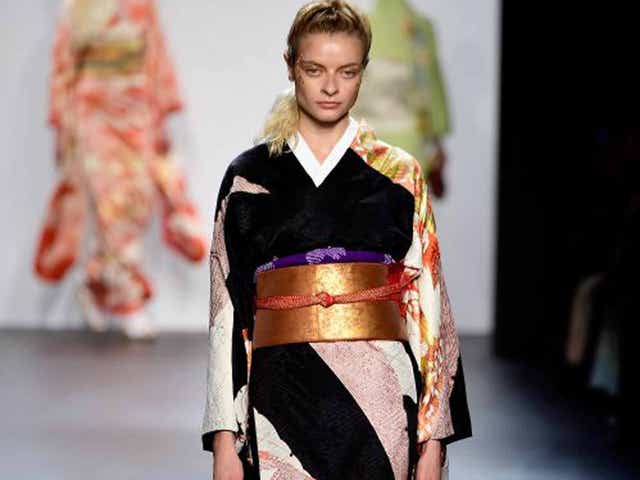 Sleeves on the line: a model walks the runway wearing a Hiromi Asai design last month
