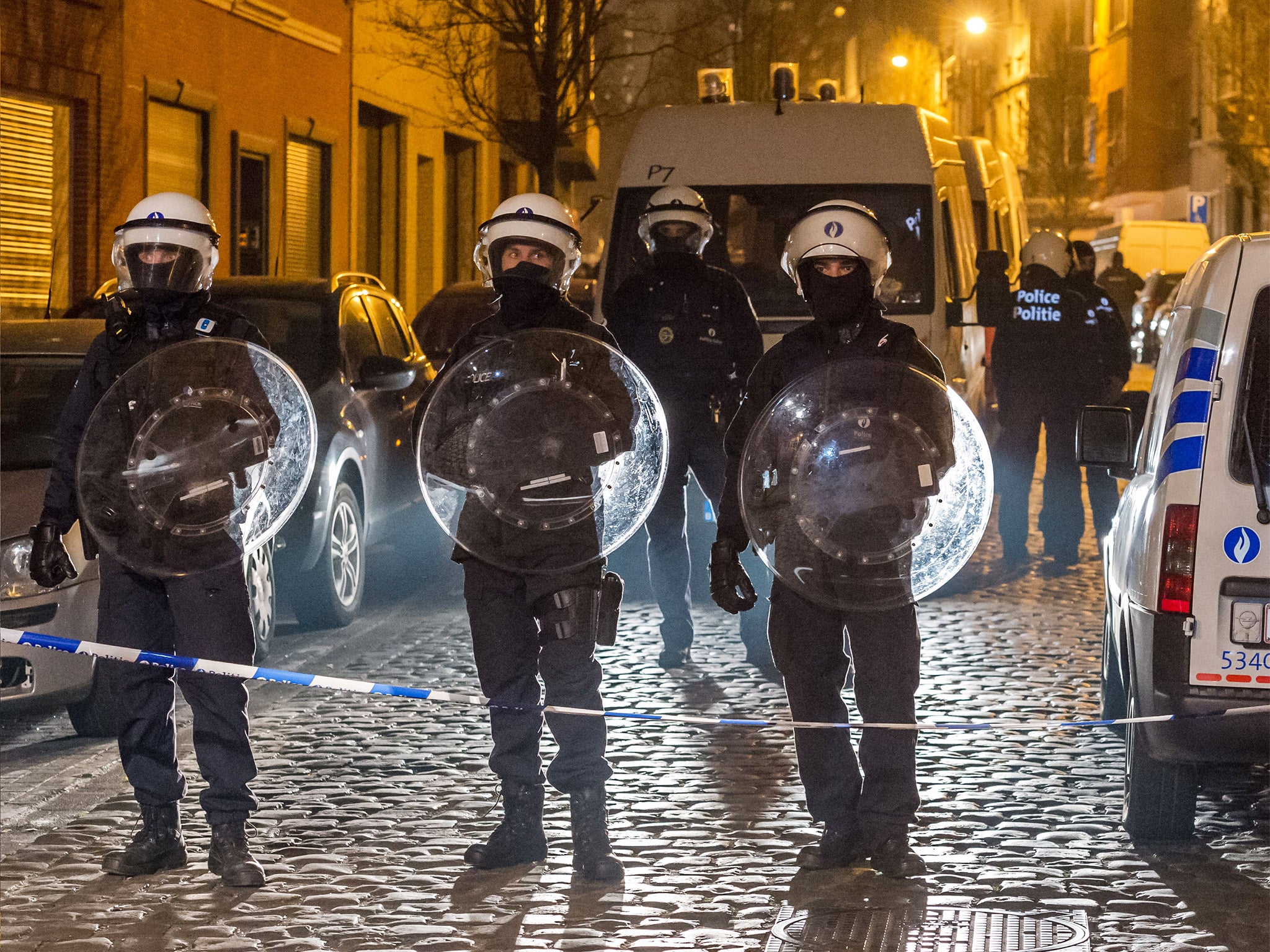 Police officers in Molenbeek last week, following Salah Abdeslam's capture