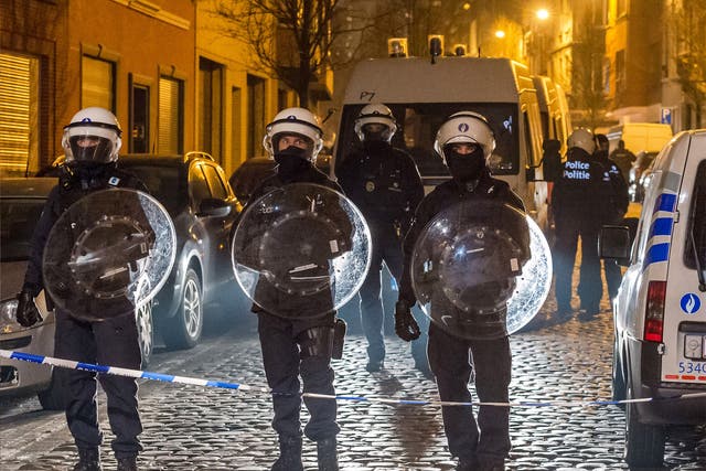 Police officers in Molenbeek last week, following Salah Abdeslam's capture