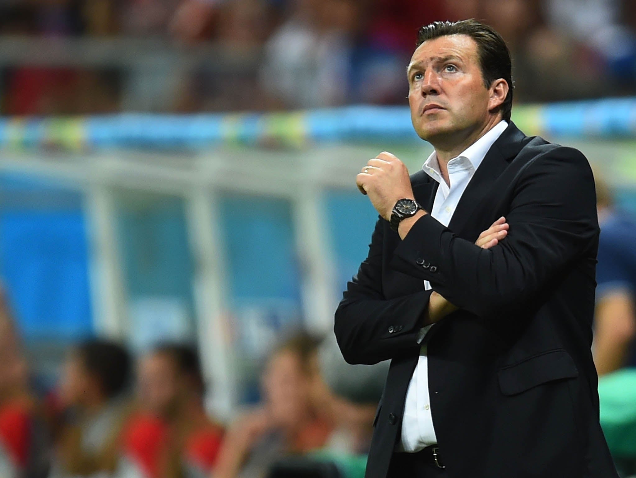 &#13;
Marc Wilmots called off a practice session following the attacks &#13;