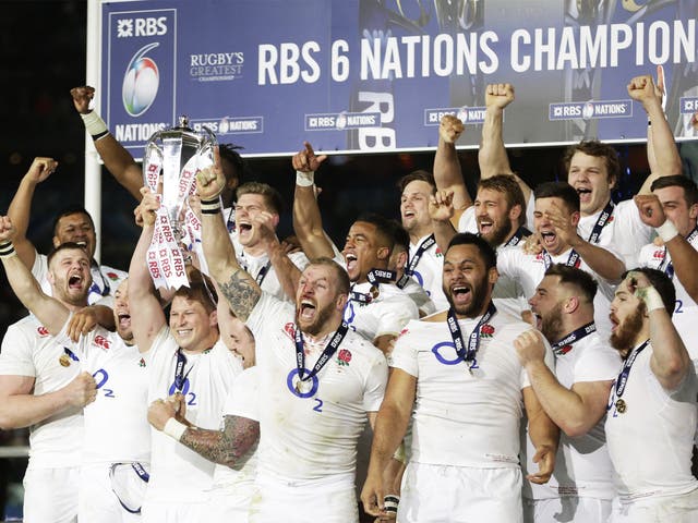 England celebrate winning the Grand Slam in Paris last weekend