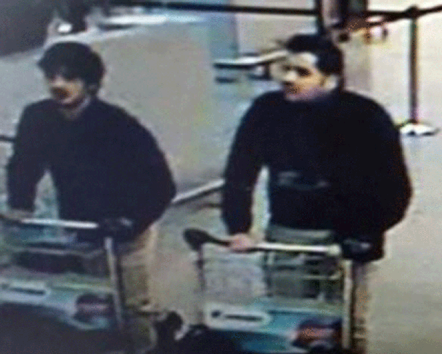 Unidentified suicide bomber (L) and Brahim el-Bakraoui (R)