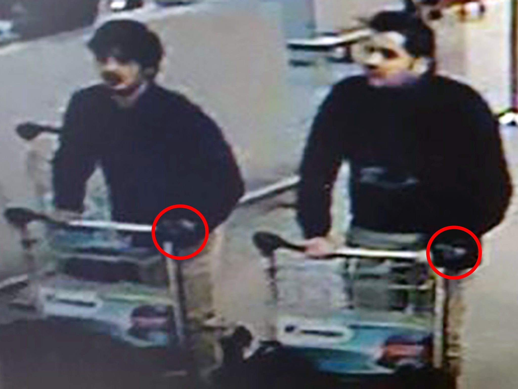 Both the suspected suicide bombers could be seen on airport CCTV wearing a glove on their left hands