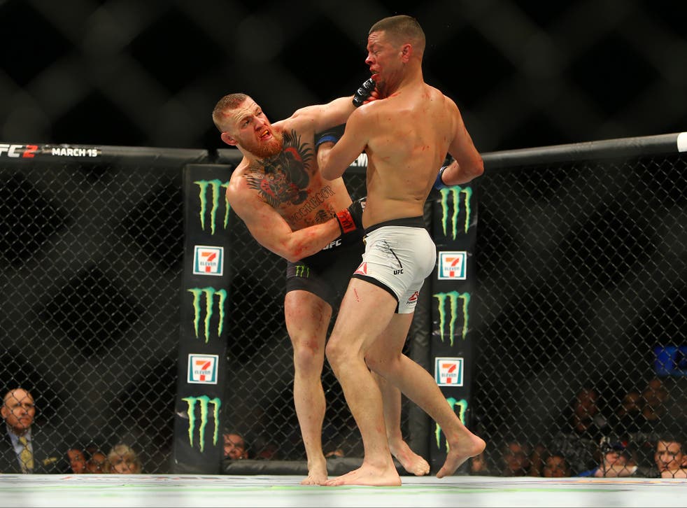 Conor McGregor and Nate Diaz compete at UFC 196