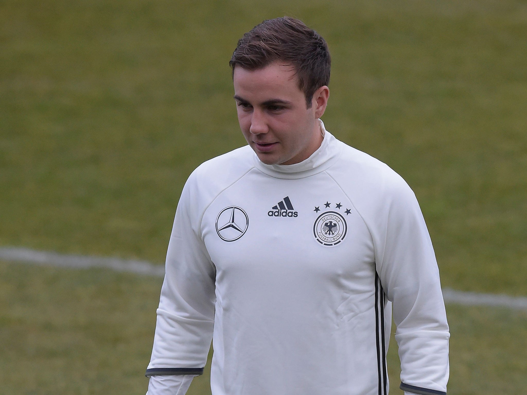 Mario Gotze during a training session with Germany