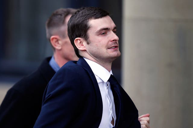 Johnson was seen smirking as he ran into court