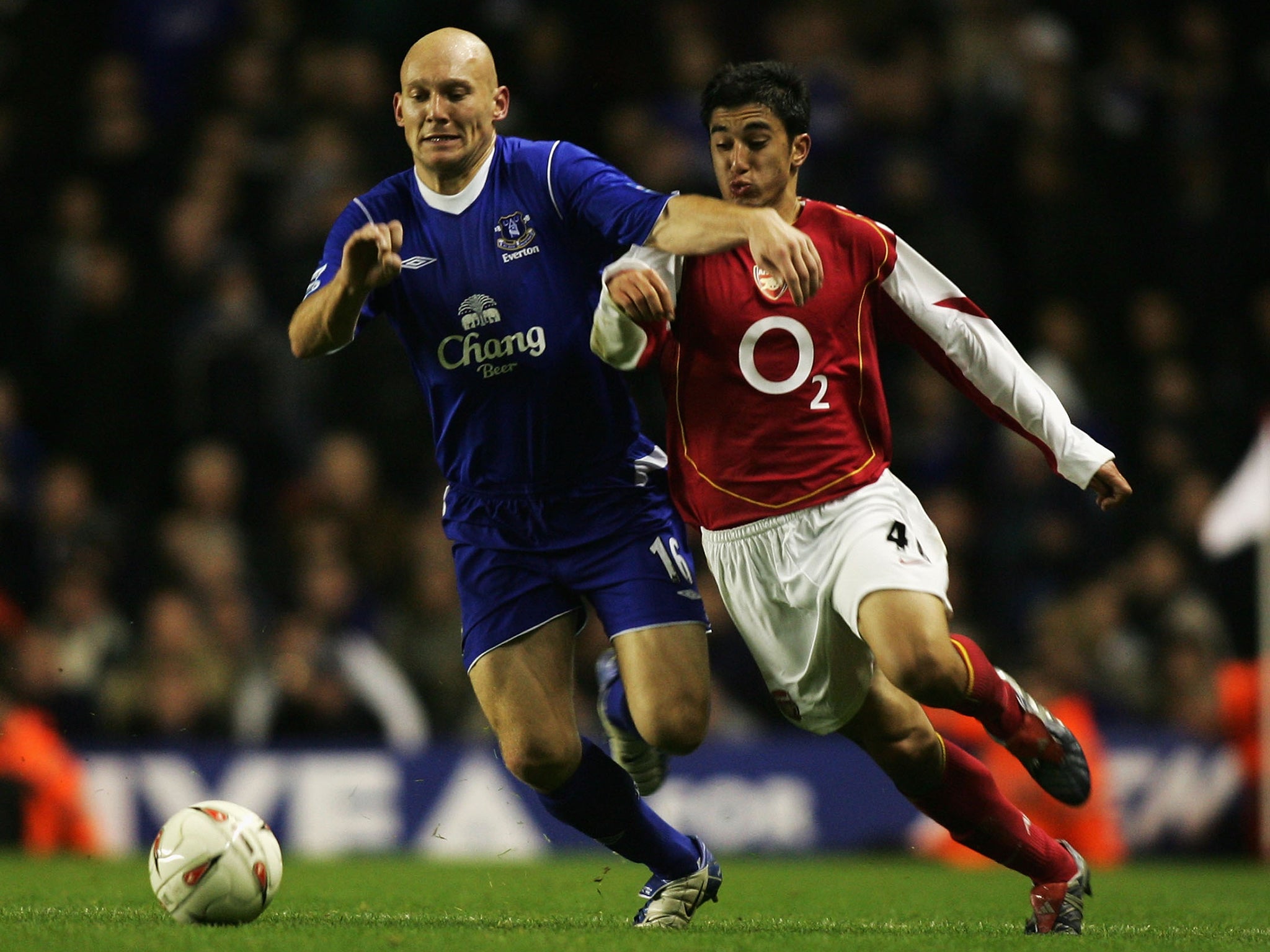 Karbassiyoon during one of three appearances for Arsenal, all in the League Cup