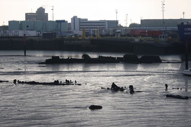 Forgotten for eight decades: the remains of the German destroyers protruding above the water in Portsmouth harbour
