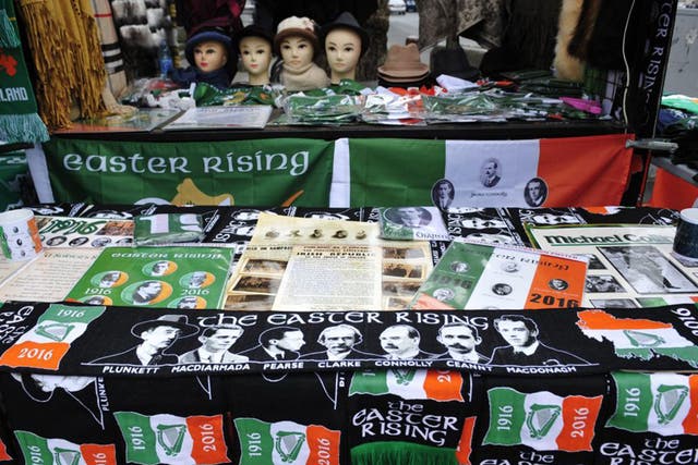 Souvenir memorabilia for sale in Dublin ahead of the 100th anniversary of the 1916 Easter Rising