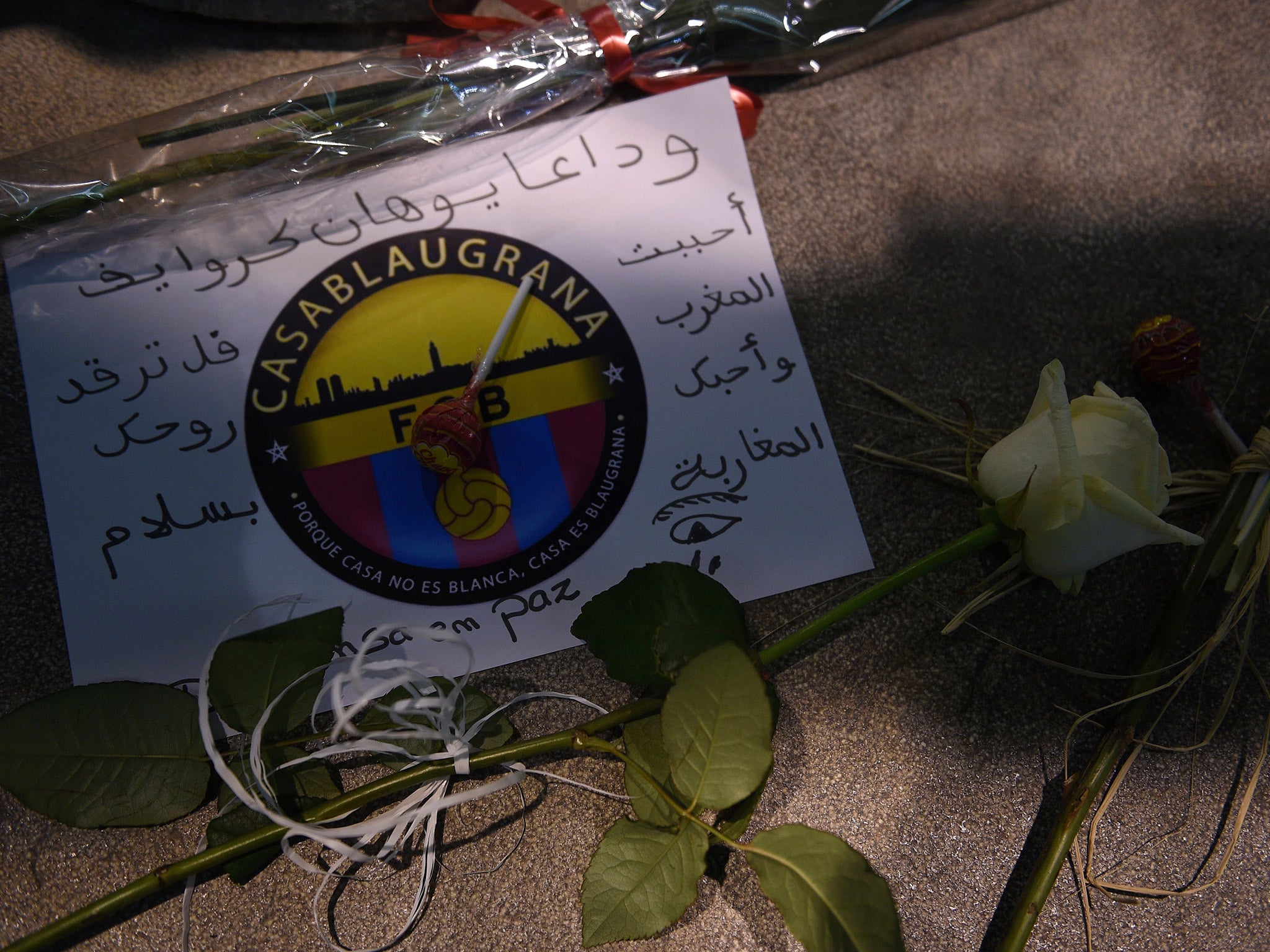 Tributes and flowers were left outside the Nou Camp in Cruyff's memory