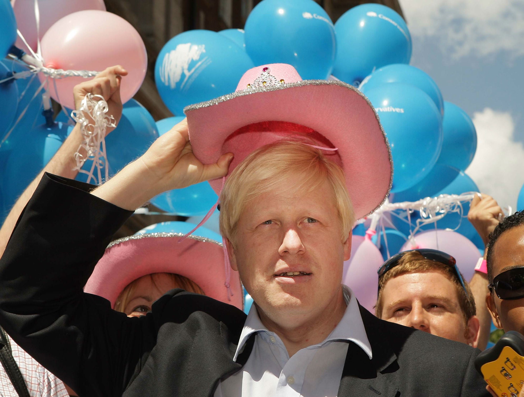 Boris Johnson at the Gay Pride parade in 2008 while London mayor