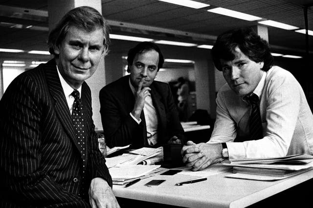 The Independent’s three founders (from left), Andreas Whittam Smith, Stephen Glover and Matthew Symonds, in 1986