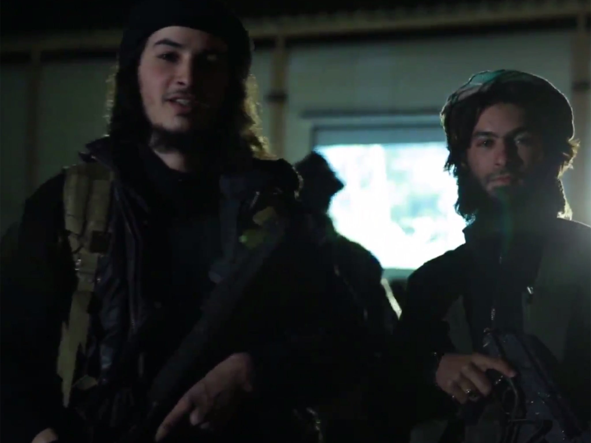 Belgian Isis fighter Abu Abdullah al-Beljiki (left) warns the attacks are 'just the beginning of your nightmare'
