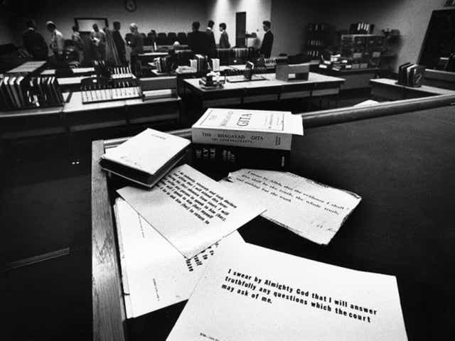 The courtroom at the Guinness trial, where The Independent put down a marker