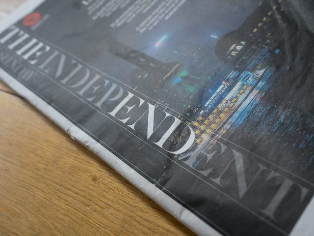 The last print edition of British newspaper the Independent is pictured in London,