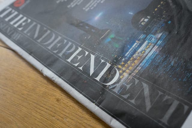 The last print edition of British newspaper the Independent is pictured in London,