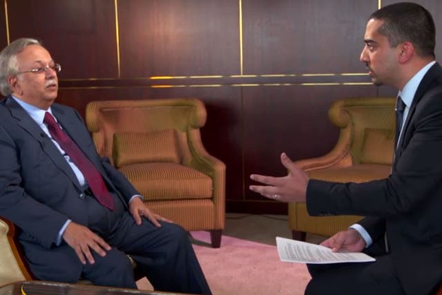 Abdallah al-Mouallimi being interviewed by Mehdi Hasan