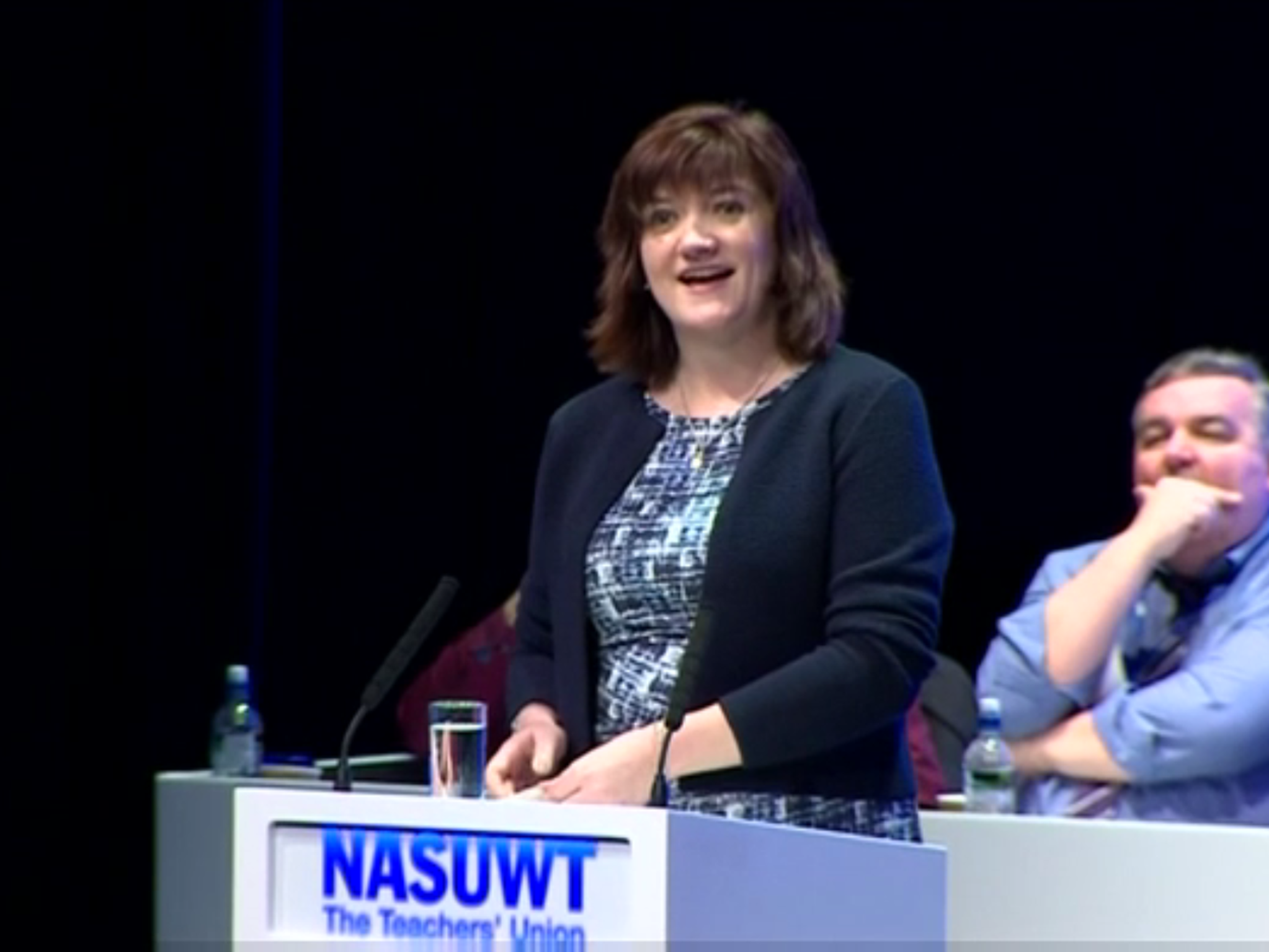 Nicky Morgan was heckled by teachers as she addressed the NASUWT union in Birmingham