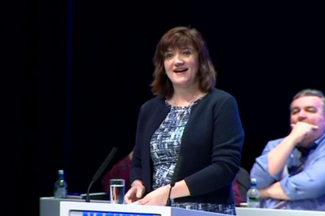 Nicky Morgan was heckled by teachers as she addressed the NASUWT union in Birmingham