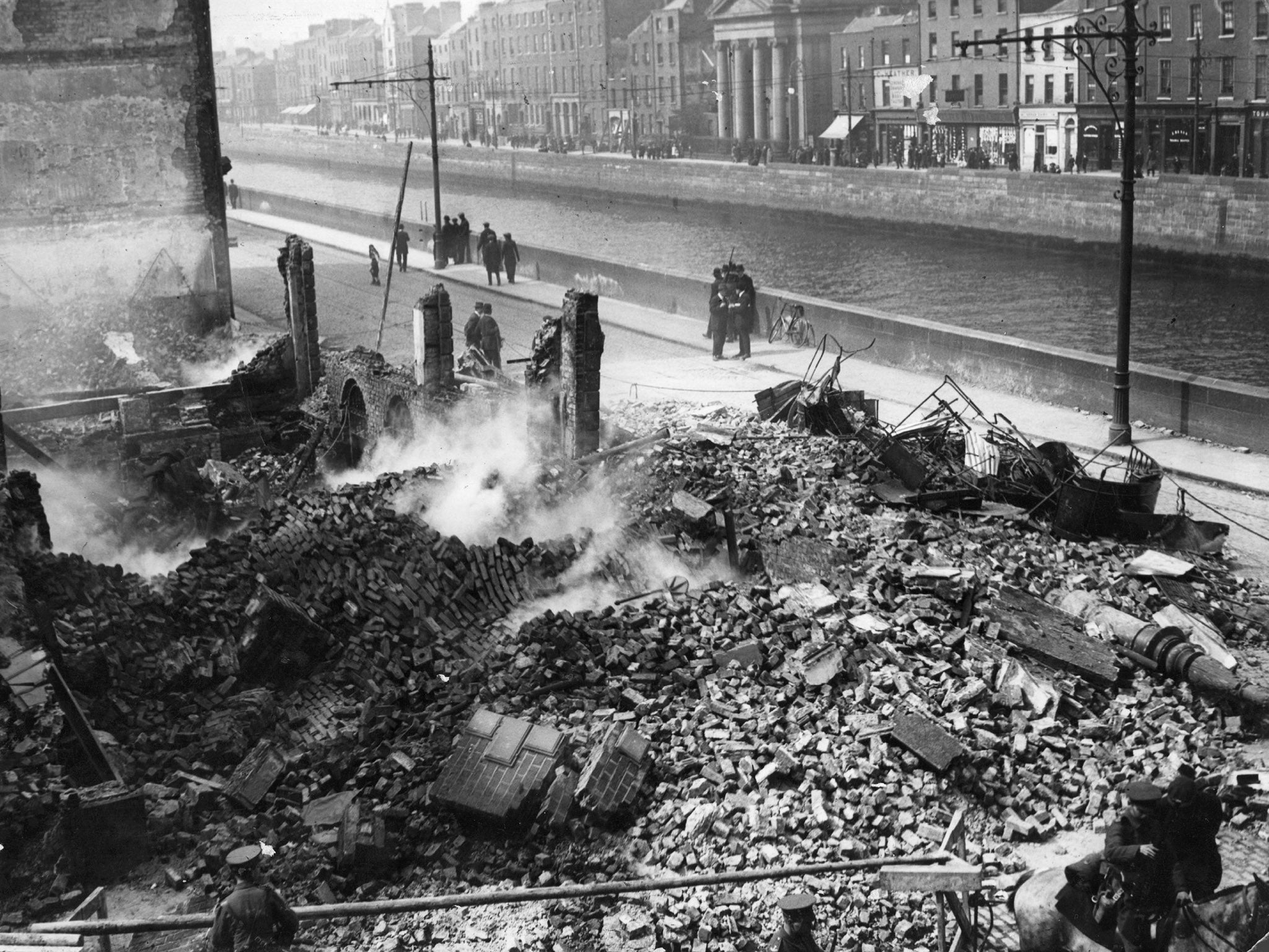 Ruins of a building left to smoulder as fire fighters could not get to the scene while the Easter Rising was still ongoing