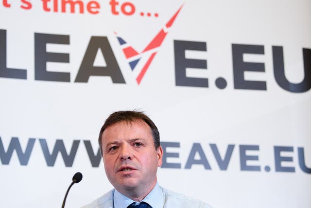 Arron Banks, one of Leave.EU's biggest donors, speaks at a press briefing in London